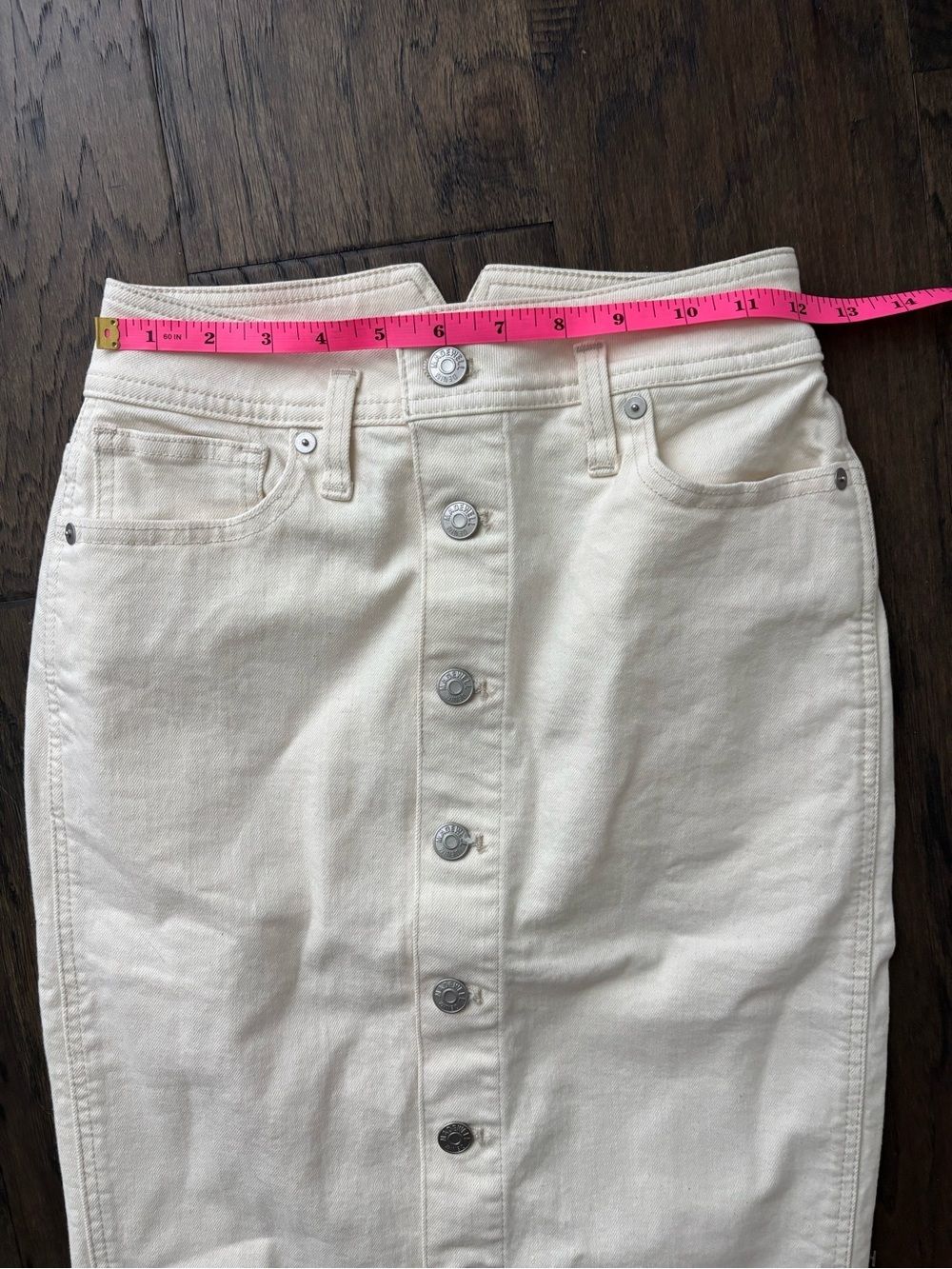 Madewell Western Edition Vintage Canvas Ecru Denim Midi Skirt Size 23 - Picture 10 of 11